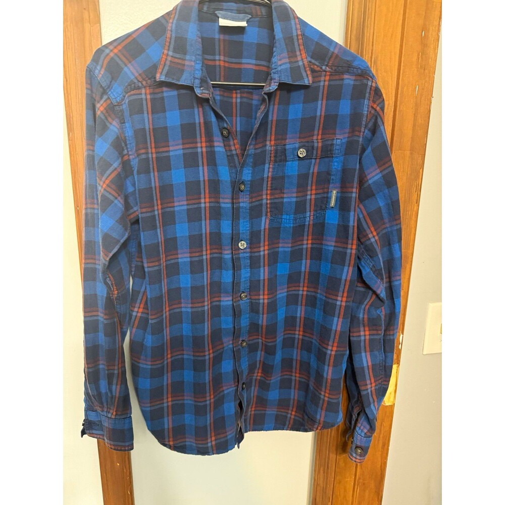 Columbia Men's Flannel Plaid Button-Up Shirt Long Sleeve Spread Collar Size S